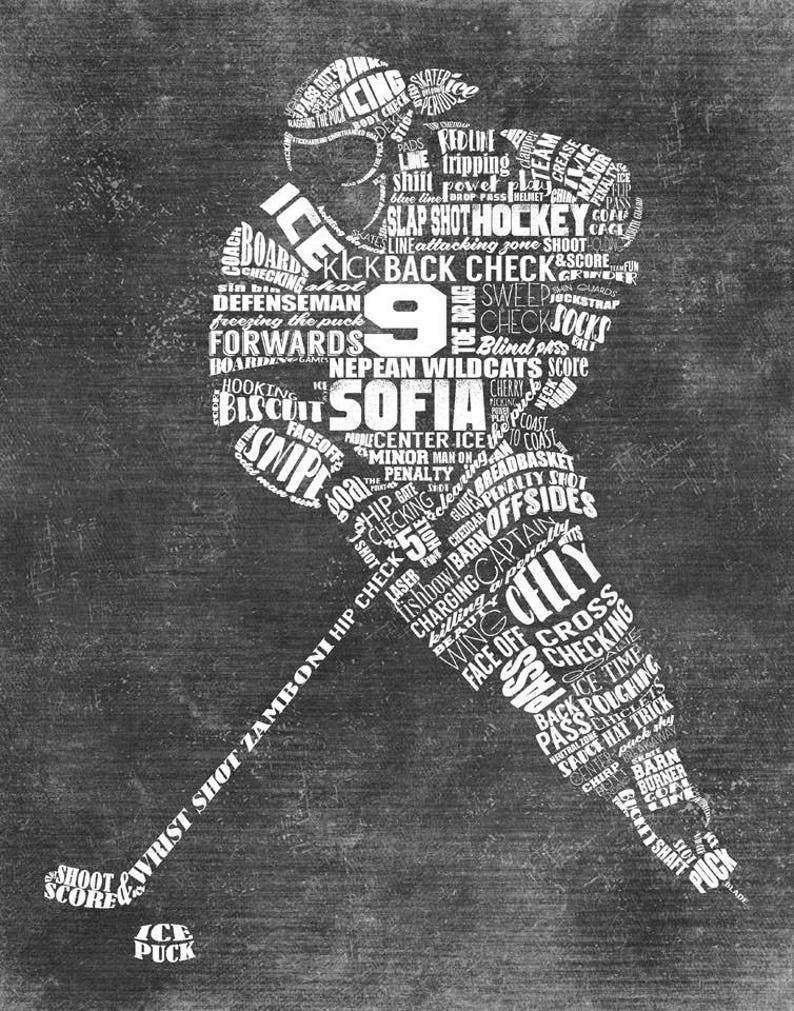 Personalized Hockey Gift Hockey Coach Gift Hockey Wall Art Hockey Decor Hockey Mom Hockey Senior Gift Last Minute Gift Print at Home Female Hockey Player