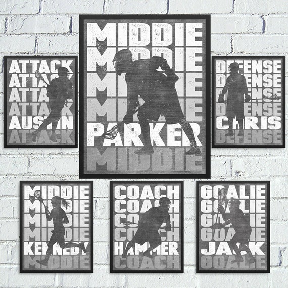 LACROSSE Artwork PERSONALIZED Lacrosse Wall Art  Attackman Defenseman Goalie Middie Coach Boys & Girls Lacrosse Gifts Lacrosse Coach Gift