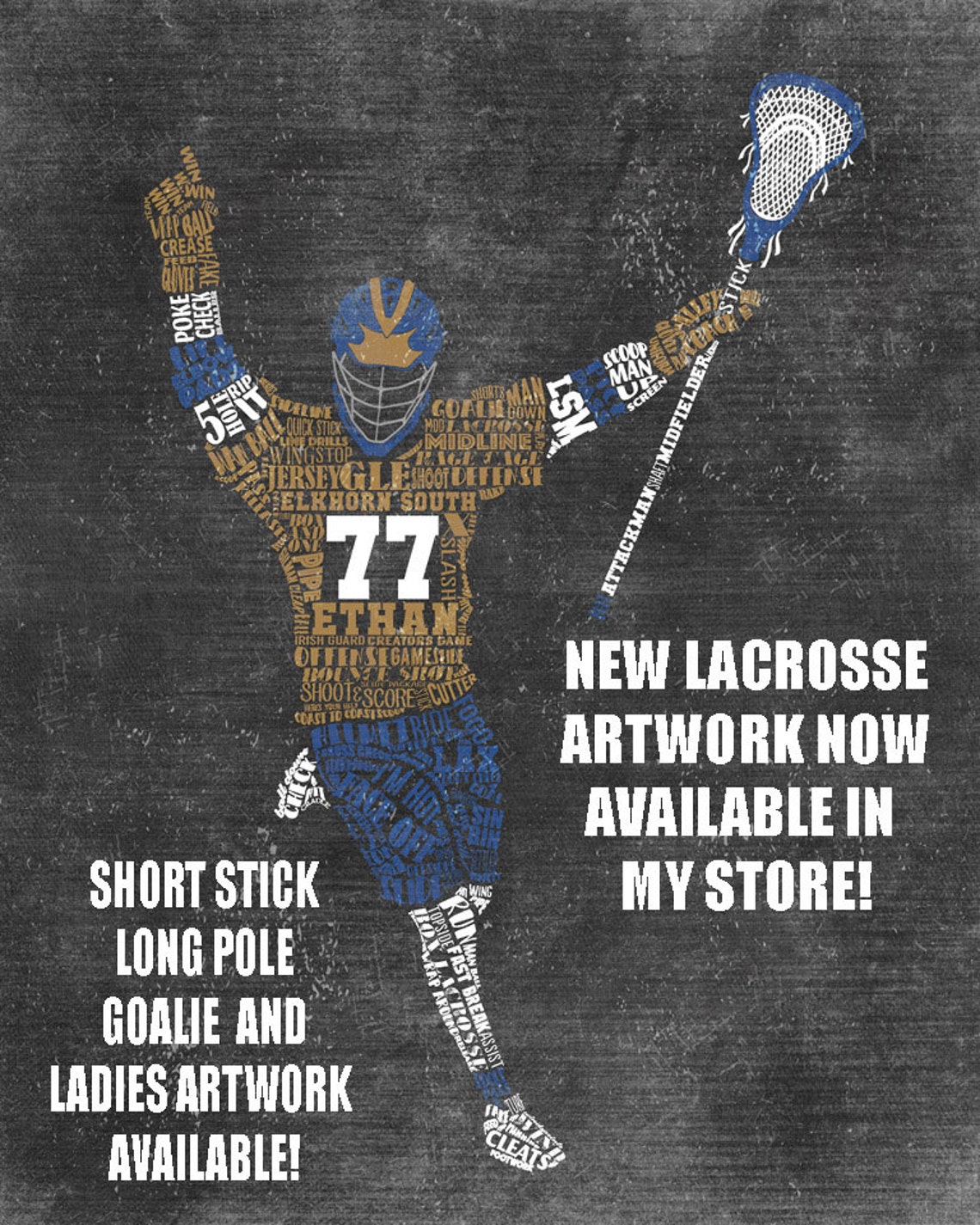 LACROSSE Team Gift PERSONALIZED Lacrosse Helmet Artwork Etsy