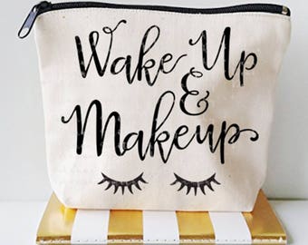 Eyelash SVG - Wake Up & Make Up SVG - Canvas Bag SVG - Makeup Bag Svg - Toiletries Bag Svg - Silhouette Files Circuit Svg Files Bathroom Svg