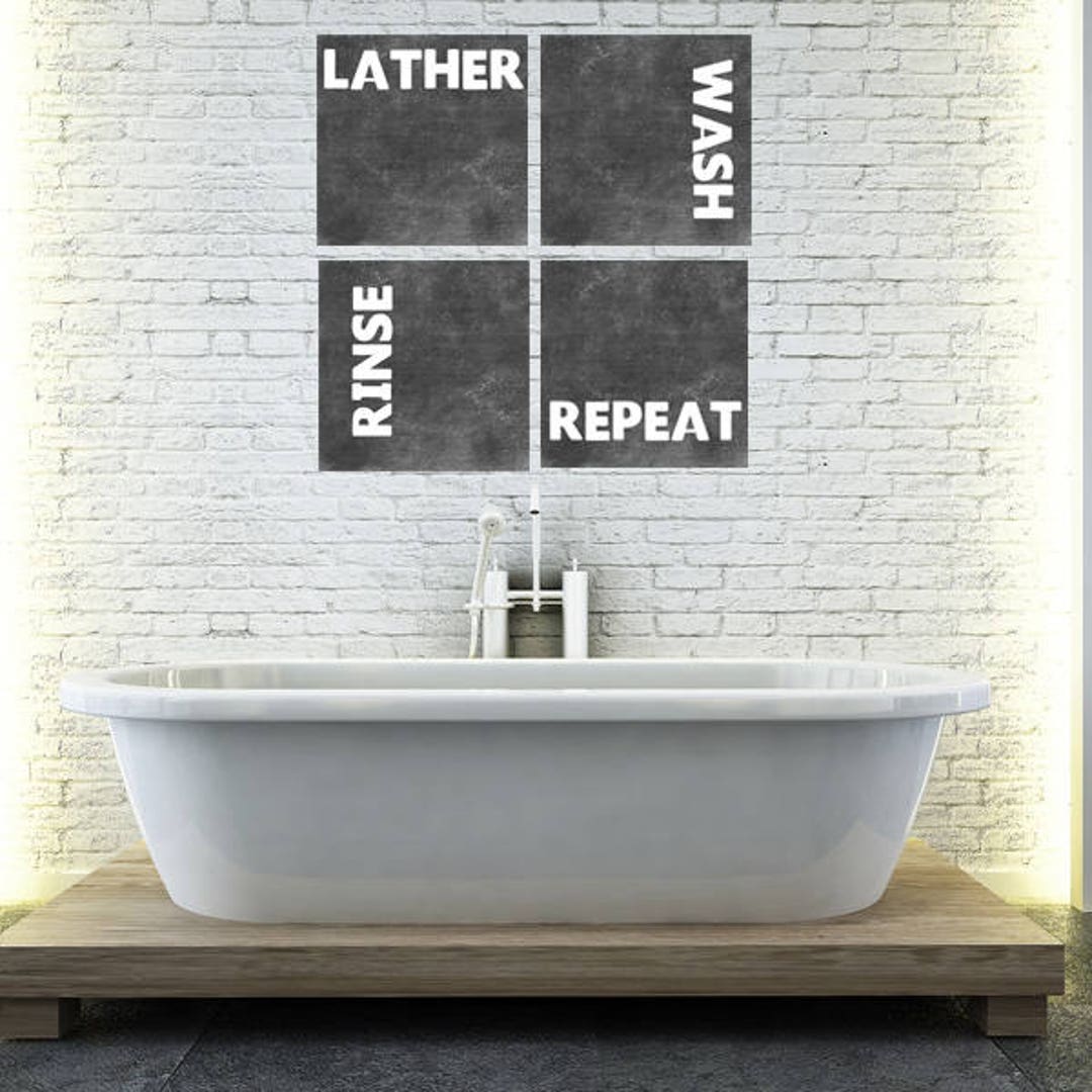 PRINTABLE Chalkboard Bathroom Wall Art Bathroom Artwork - Lather Wash ...