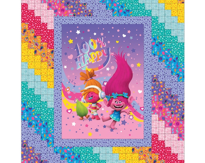 100 Happy Dreamworks Troll Quilt Kit Dream Works Troll Fabric Troll