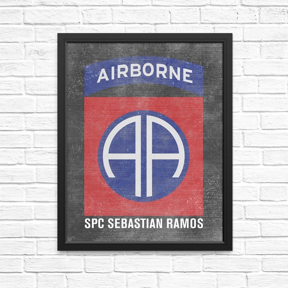 82nd Airborne Unit Insignia Chalkboard Artwork - Personalized with your Soldier's Name and Rank! Army Gifts Army Mom Army Wife Soldiers Gift