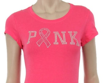 Breast Cancer Awareness - PINK w/ Pink Ribbon Iron on Shirt
