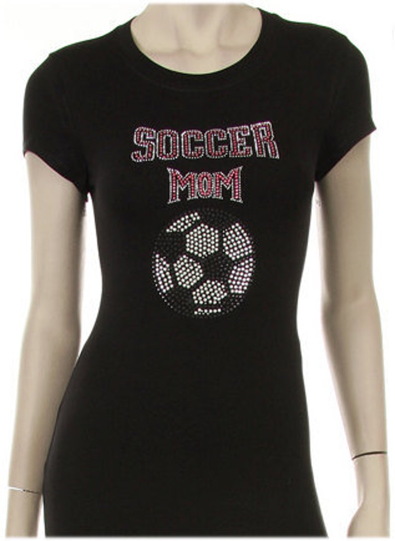 Pink Soccer Mom Rhinestone Iron on Short Sleeve Creneck Shirt Etsy