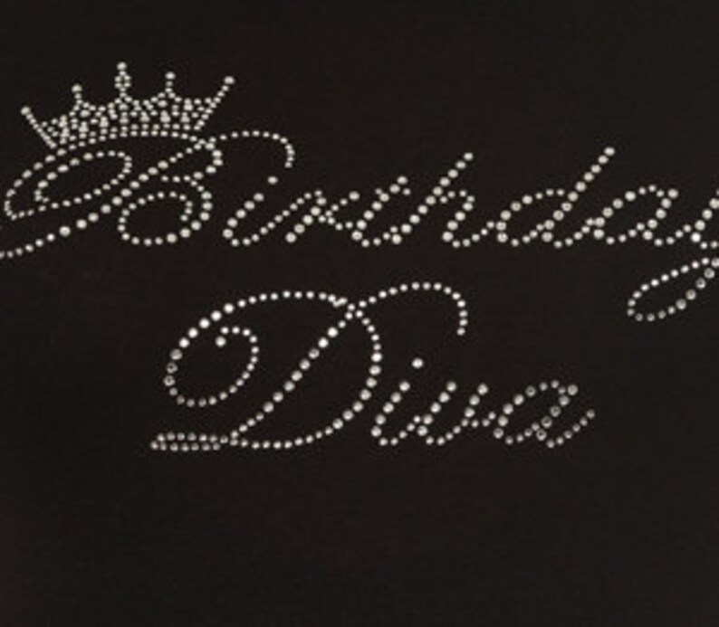 Birthday Diva Rhinestone Iron on Short Sleeve Shirt - Etsy