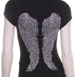 Angel Wings Silver Rhinestone Iron on Shirt