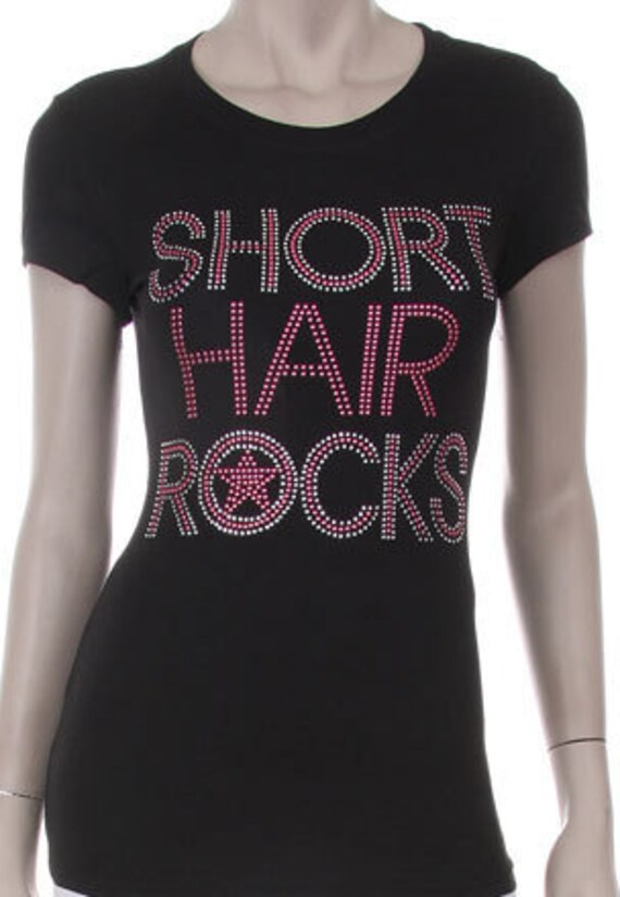 Short Hair Rock With Star Rhinestone Iron On Shirt Etsy