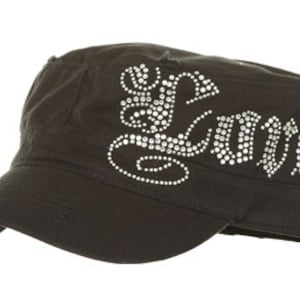 LOVE Rhinestone Hotfix Iron on Cadet Trucker Hat