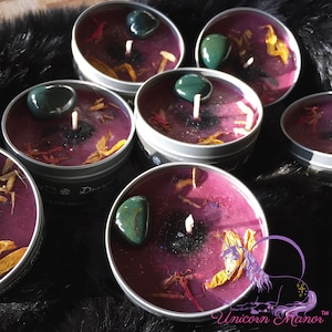 MYSTIC UNICORN Dragon&#39;s Blood crystal candle soy candles organic witch wicca bloodstone original resin dragons earthy