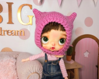 Béguin pour blythe, bonnet chat pour blythe, chapeau super héros pour qbaby, hat pour blythe, accessoire pour blythe