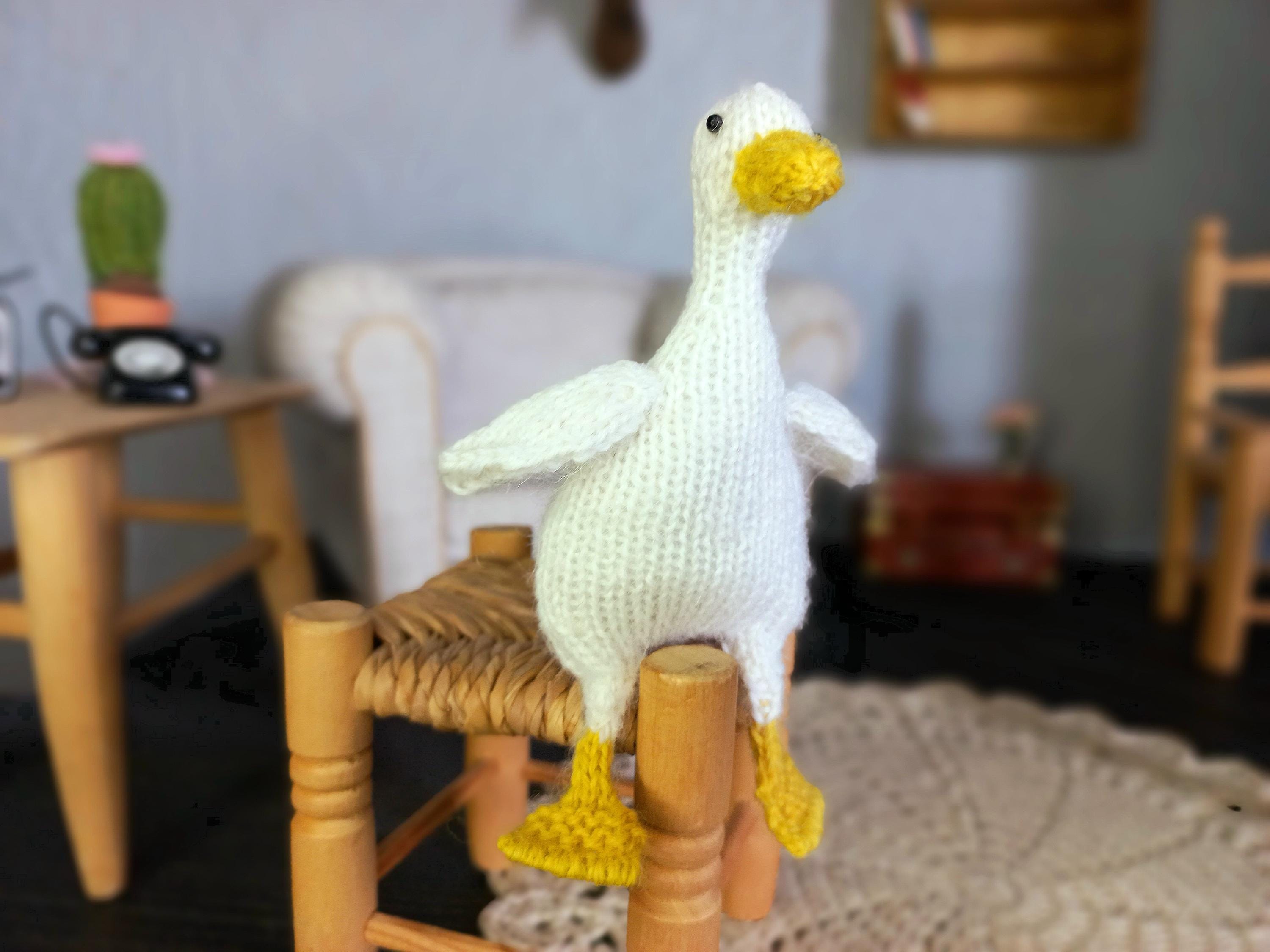 ニットのガチョウ、ブライス用ガチョウ、白いガチョウ 13cm、ニットの