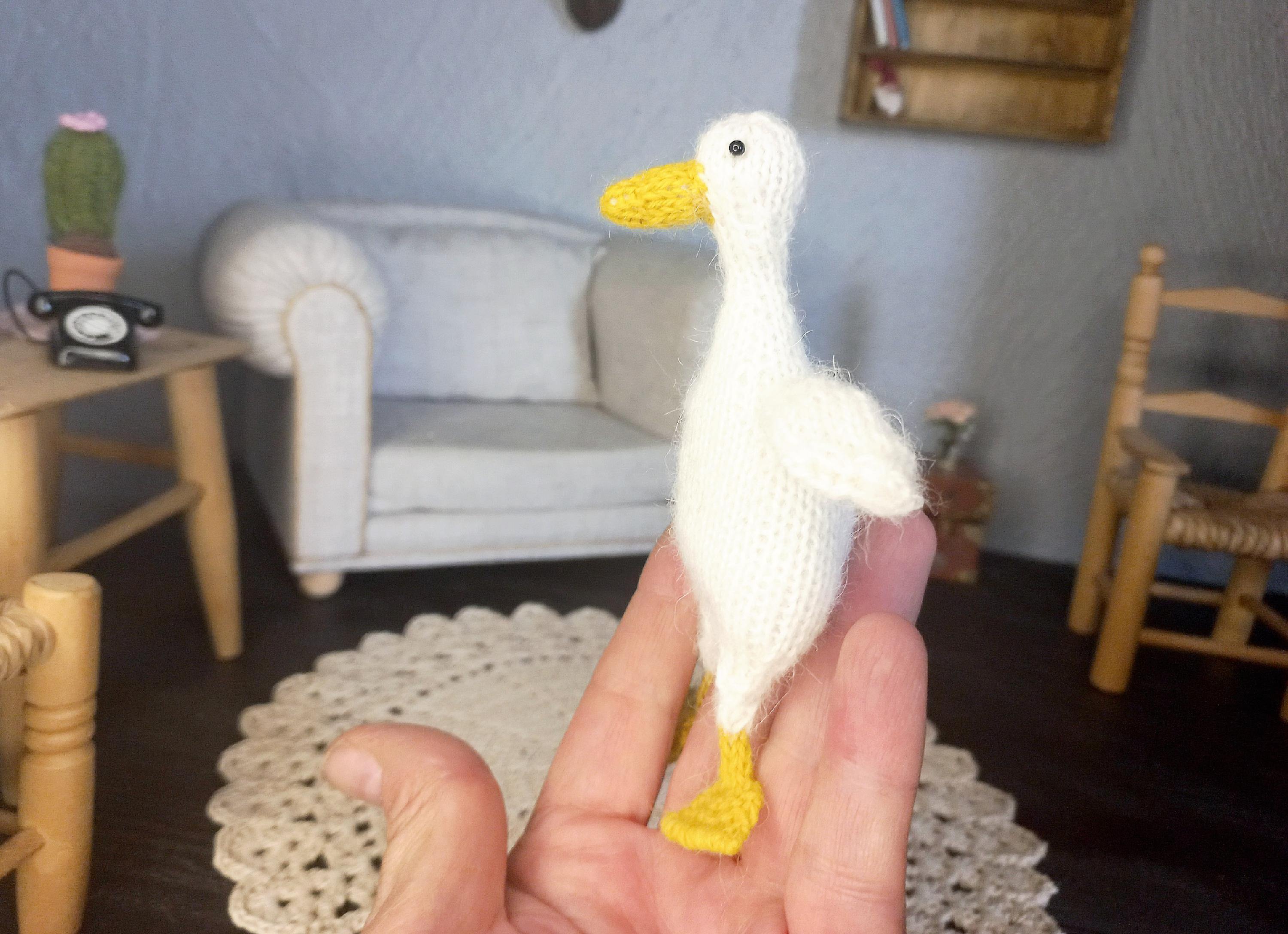 ニットのガチョウ、ブライス用ガチョウ、白いガチョウ 13cm、ニットの