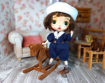 Set for blythe, overalls, sweater and sailor collar for blythe, sailor outfit for blythe, clothes for blythe