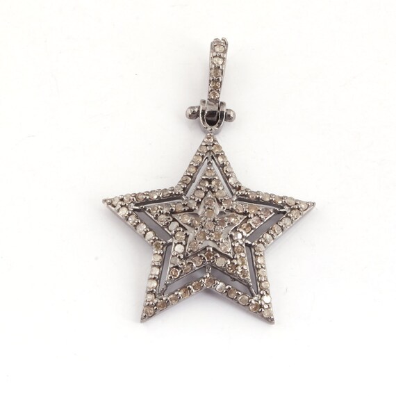 1 Pc Pave Diamond Star Charm Pendant 925 Sterling Silver | Etsy