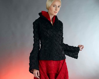 Black Jacket - Women's Jackets - Blazer for Women - Custom Black Jacket - Linen Clothing Style - Contemporary Women's Outerwear