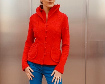 Red Women's Jacket - Crimson Coat for Her - Bold Red Outerwear - Scarlet Women's Blazer - Vibrant Red Winter Coat - Stylish Jacket