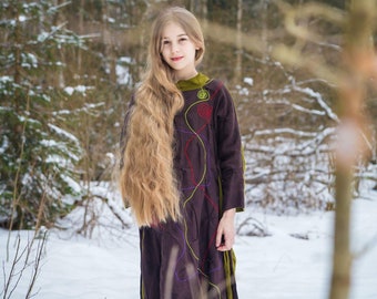 Unique Long Reversible Dress  for Special Girl Love Nature ~ Linen Dress Kaftan any Colors ~ Handmade Girl's Clothing by Fashion Designer