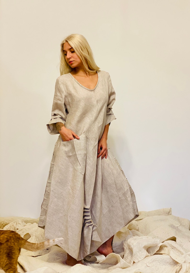 Wedding Linen Bohemian Long Dress ~ Bridesmaid Dress ~ Godness Dress ~ Boho Tunic Dress ~ Aiste Anaite ~ Simple Women Dress