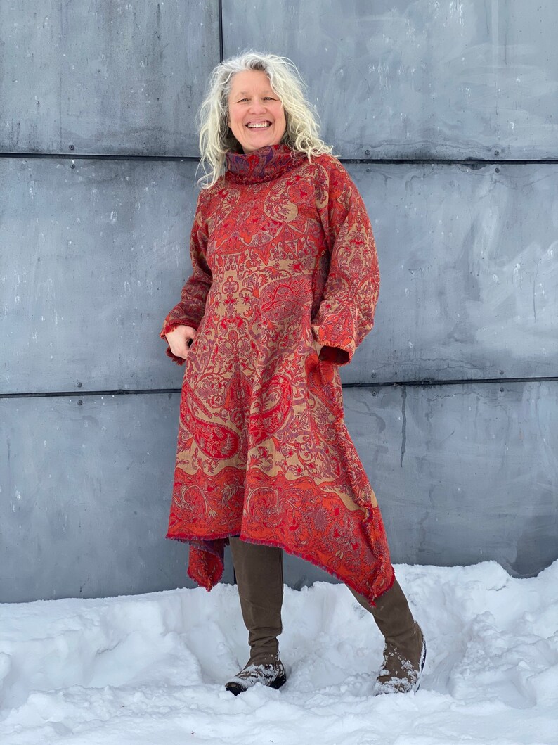 Dress your Soul Oriental Bellow Knee Long Sleeves Dress Tunic by Aiste Anaite ~ Unique Reversible Tunic ~ Oversized Different Colors Kleid