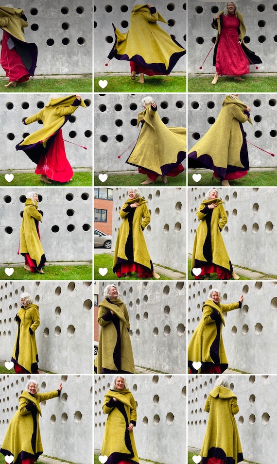 【INCHANT ME】[handmade/wool90%] Mohair Hidden Long Coat Hand Knit Long Mohair Cardigan, Mohair Coat, Boho Sweater