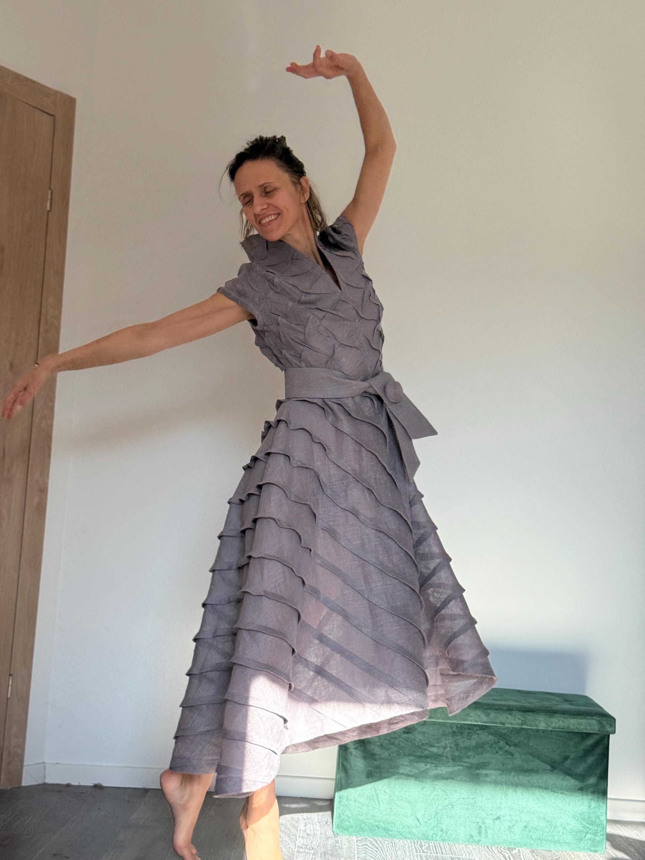 Grey Linen Cocktail Dress