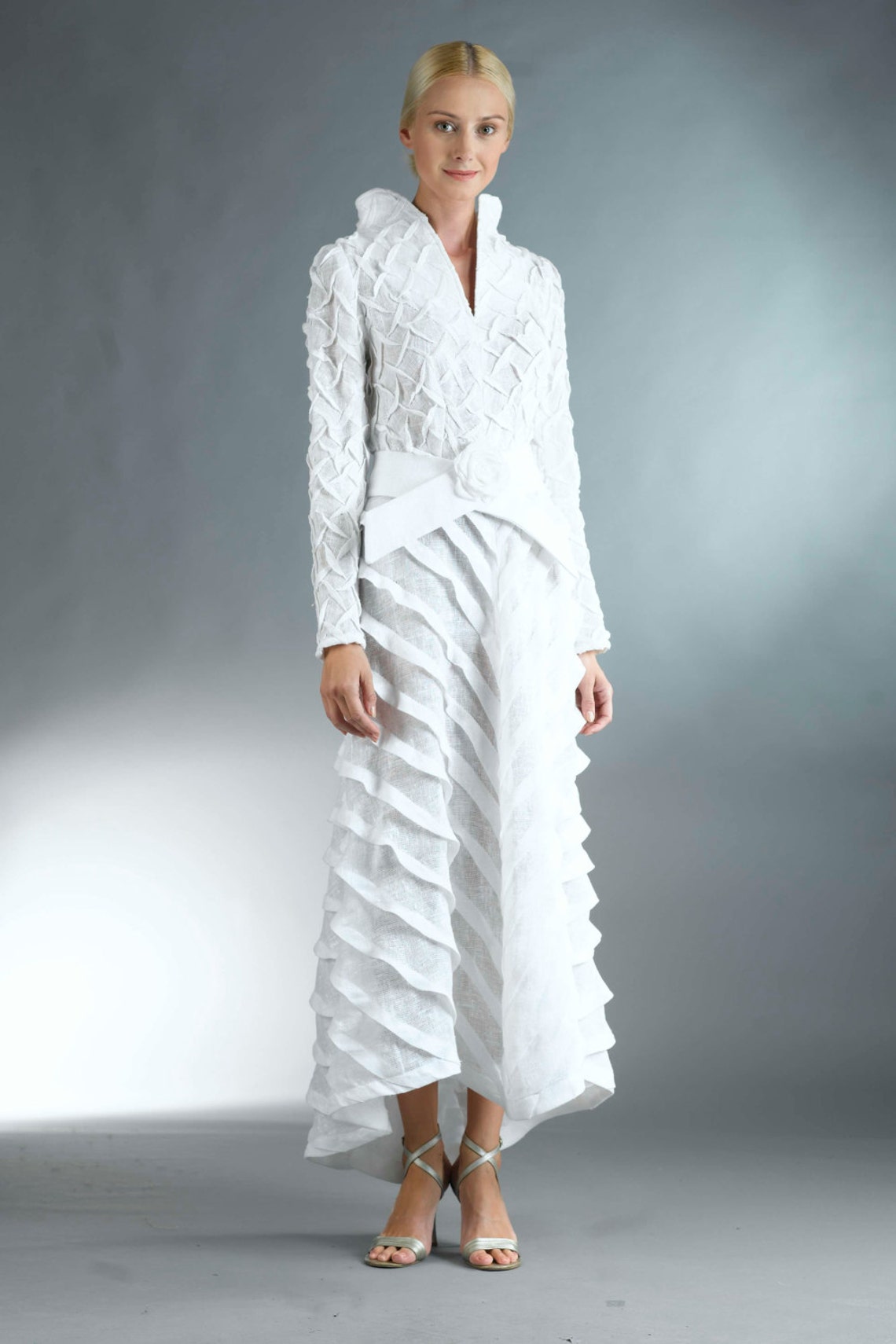 long white linen dresses with sleeves