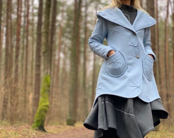 New Light Blue Unique Coat / Coat for Women / Long Jacket New Light Blue Unique Coat / Coat for Women / Long Jacket