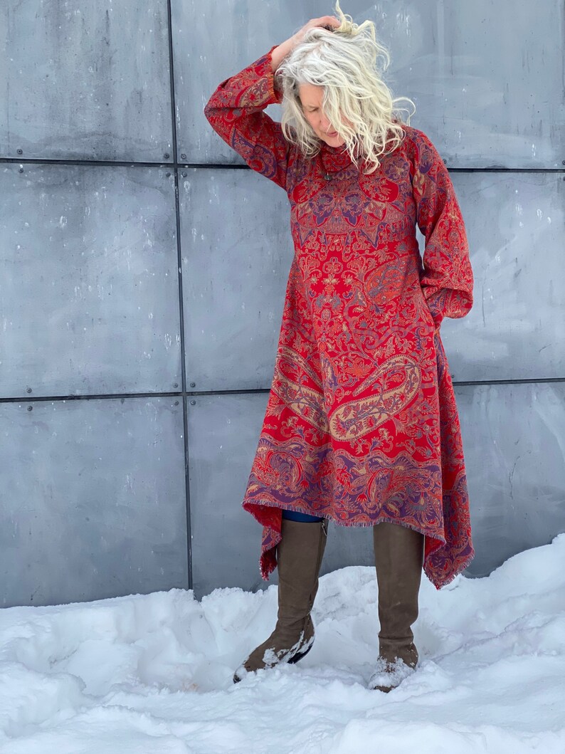 Dress your Soul Oriental Bellow Knee Long Sleeves Dress Tunic by Aiste Anaite ~ Unique Reversible Tunic ~ Oversized Different Colors Kleid