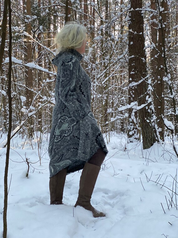 Pret a expedier de la laine Reversible Unique AisteAnaite Robe Automne Hiver Printemps Robes Femmes Tunique Robe Bocho Oversize Cozy Etsy France