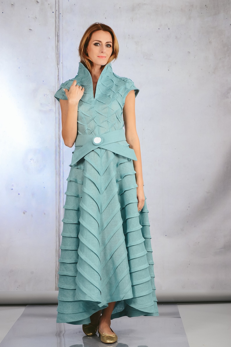 Unique Linen Dress / Aistefashion / Cocktail Dress / Long Etsy