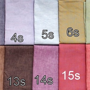 May include: A collection of 18 fabric swatches in various colors and textures, labeled 1s through 18s.