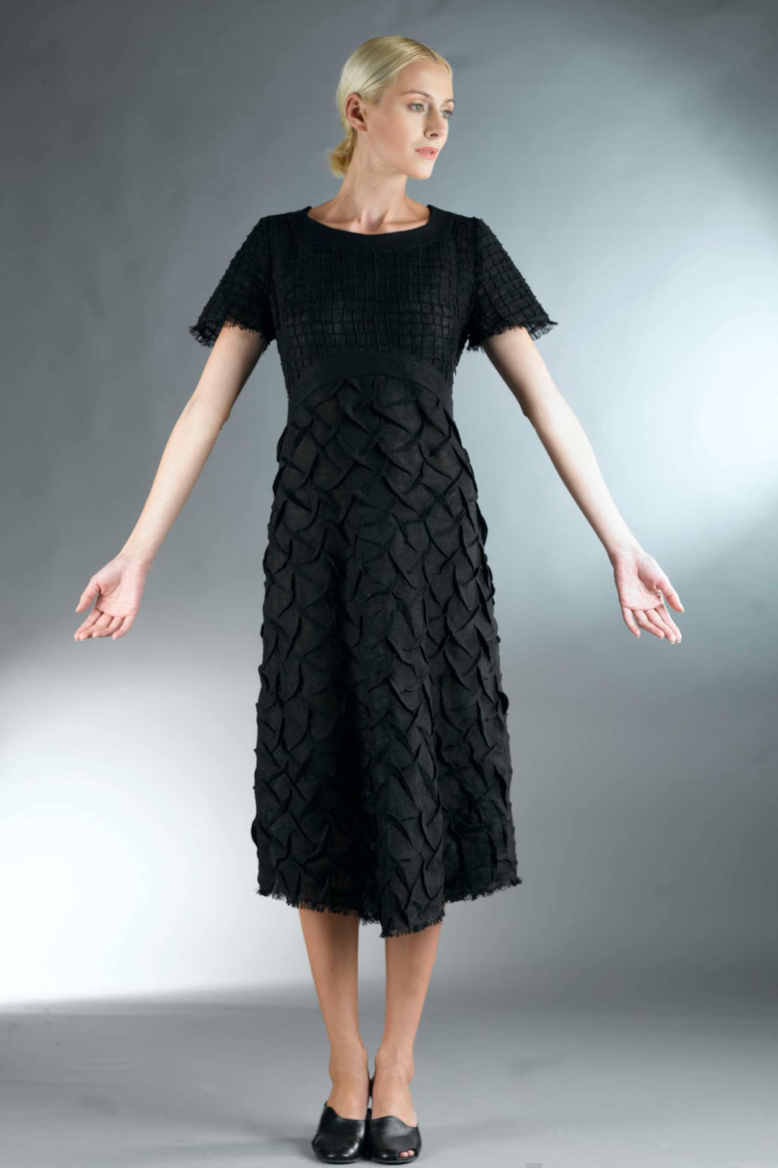 Black Dress for Women / Linen Dress / Black Long Sleeve Dress Etsy