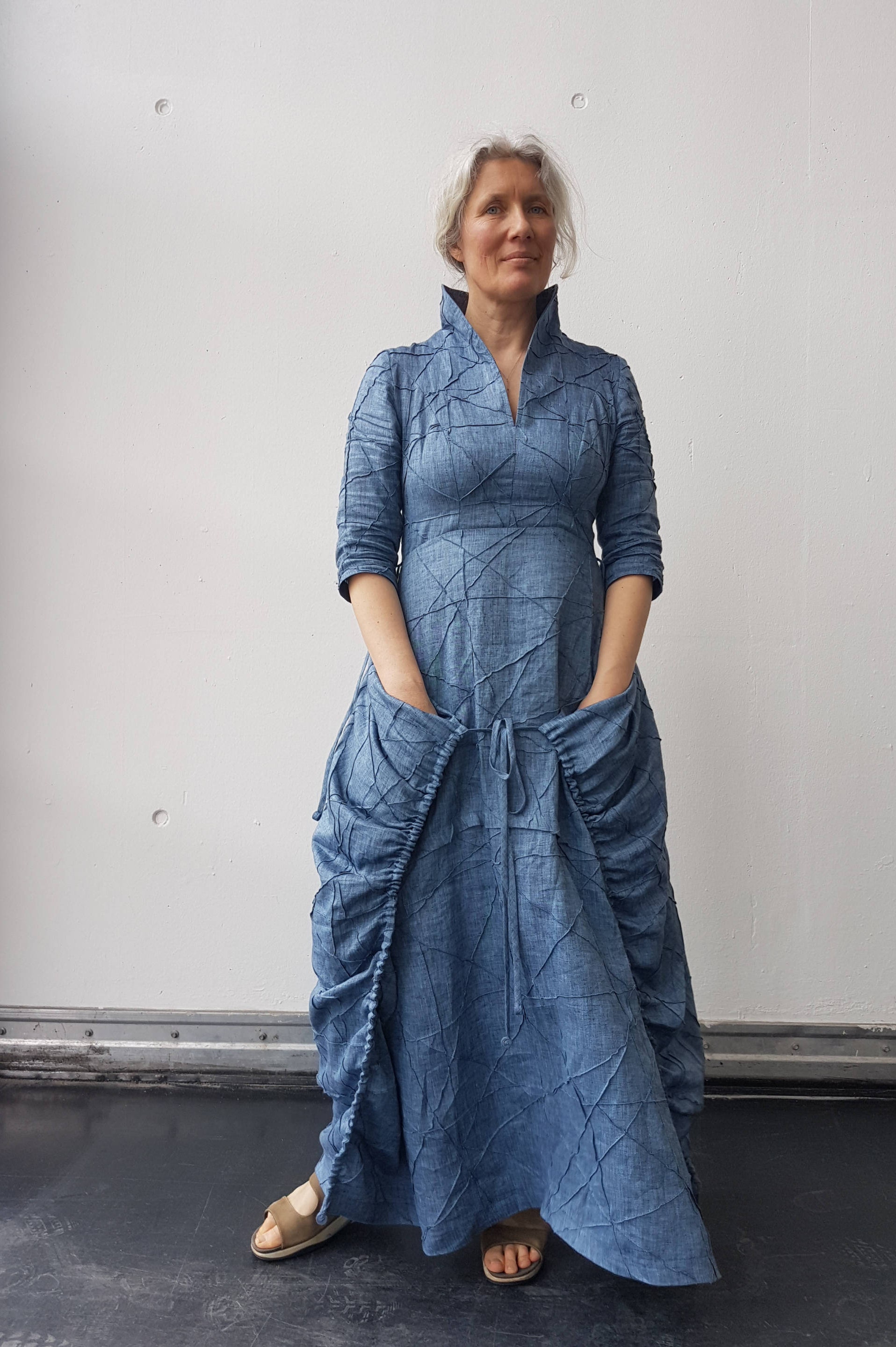 Blauwe linnen jurk / lange jurk voor vrouwen / linnen jurk / Etsy Nederland
