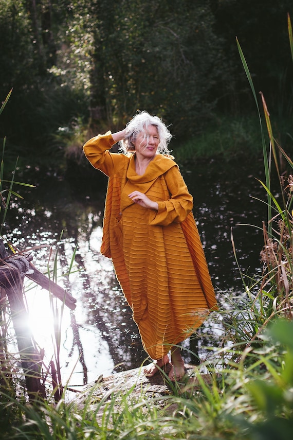 Aiste Anaite Sculpture Handmade on the Linen Fabric Reversible Greek Dress ~ Oversized Women any Colors Toga Dress more Home than Dress