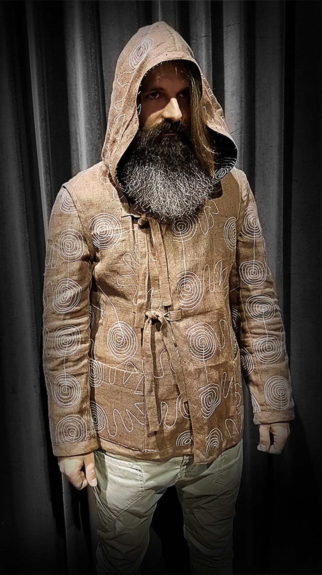 Black/brown Linen Jacket. Doubleside Men's Jacket. Natural and Inspiring. Etsy