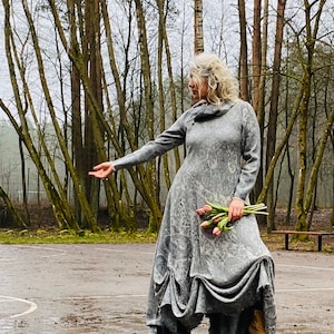 Wool Dress - Modest Wedding Dress - Boho Women Dress - Maxi Oversize - Cozy Woolen Attire - Modest Bridal Gown - Bohemian Wool Dress
