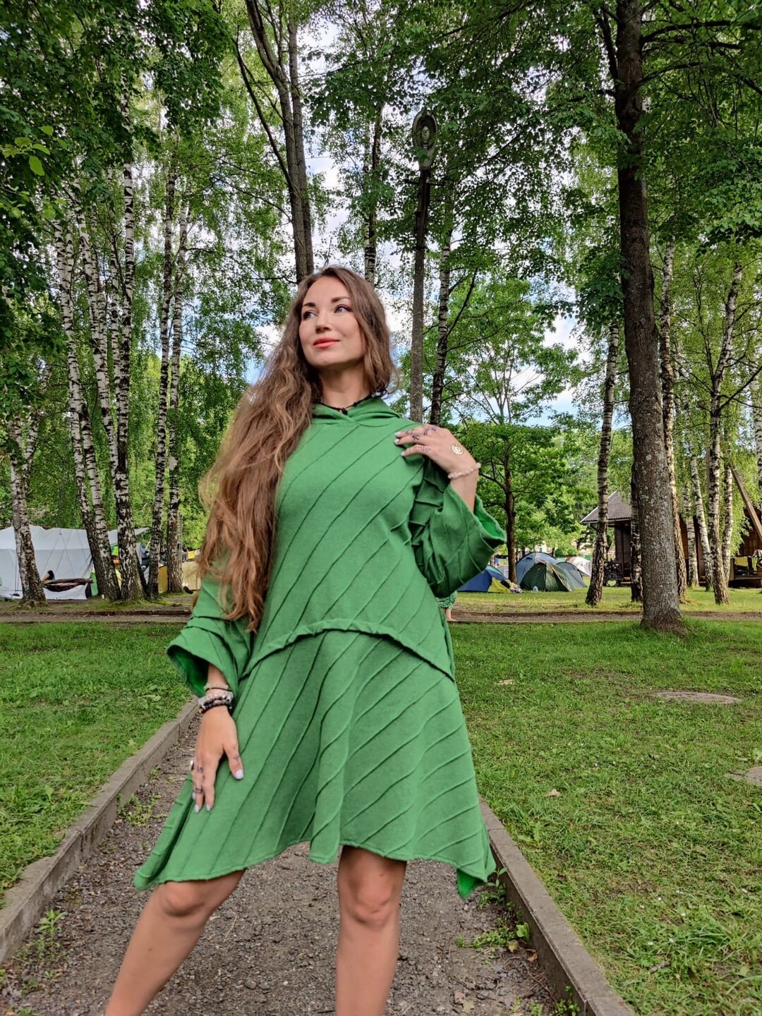 Green Dress Knee High Dress Cocktail Dress Semi Formal Dress Long