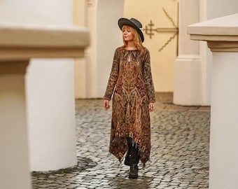 100%Wool Geometry Bocho Dress / Aiste Anaite / More Home than Dress / Unique Dress / Reversible Dress / Women Tunic /