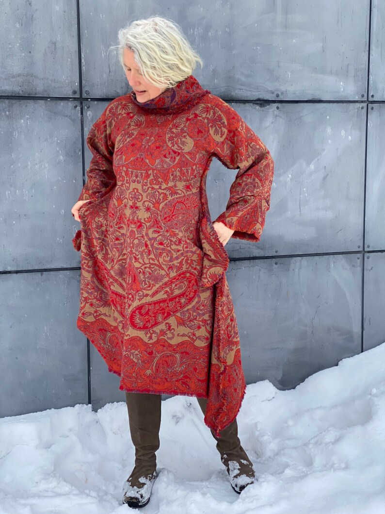 Dress your Soul Oriental Bellow Knee Long Sleeves Dress Tunic by Aiste Anaite ~ Unique Reversible Tunic ~ Oversized Different Colors Kleid