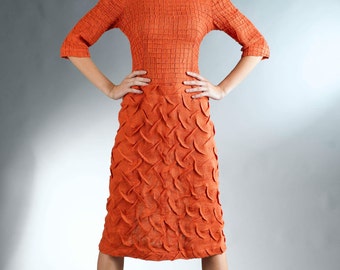 orange semi formal dresses STRAPLESS DRESS style JQ1101 Orange Linen Dress / Linen