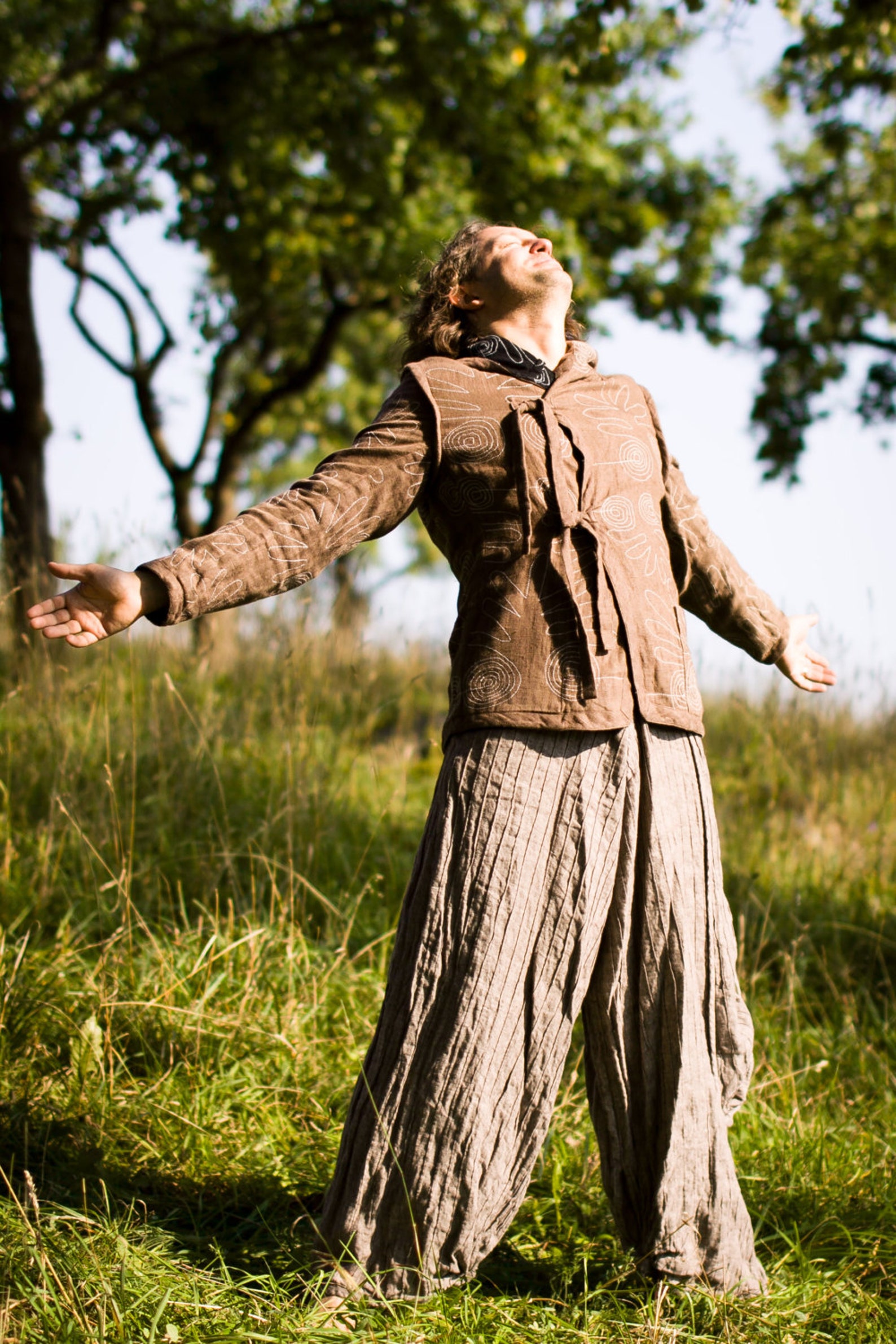 Black/brown Linen Jacket. Doubleside Men's Jacket. Natural Etsy