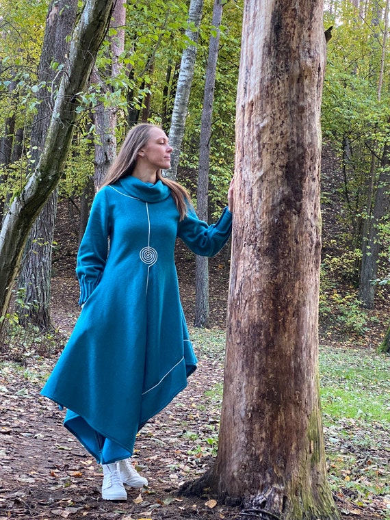 Comfy Cozy Reversible Blue Tunic Dress by Aiste Anaite More Home Than Dress ~ Cotton Women's Clothing ~ Different Colors and SizesTop Spiral