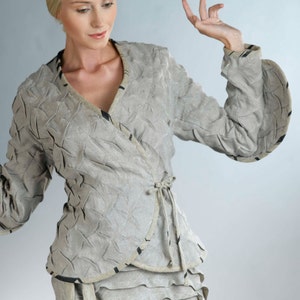 Linen Jacket / Linen Shirt Jacket / Linen Blazer for Women / Casual Jacket for Women / Wrap Top for Women / Dressy Jacket / Grey Jacket