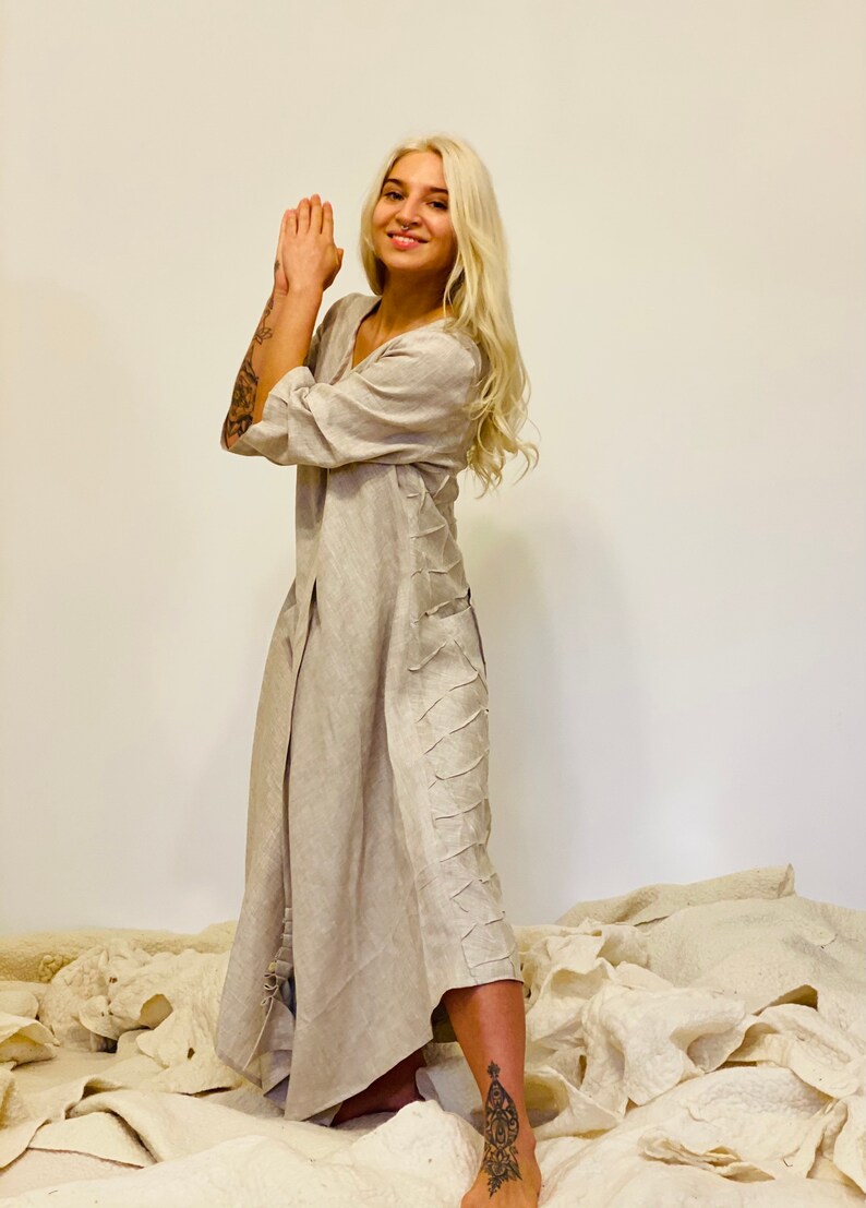 Wedding Linen Bohemian Long Dress ~ Bridesmaid Dress ~ Godness Dress ~ Boho Tunic Dress ~ Aiste Anaite ~ Simple Women Dress