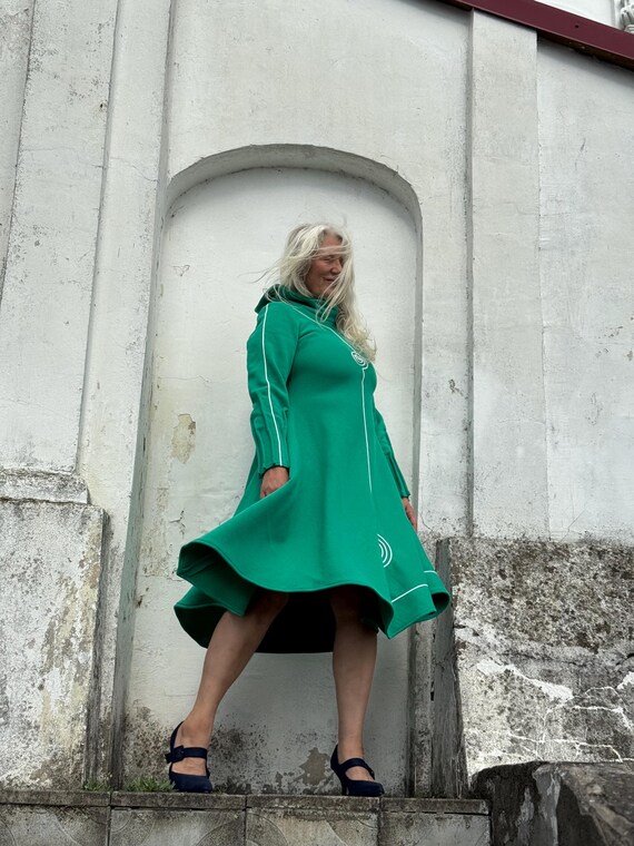 green dress navy shoes Green Dress for Special Women ~ More Home Than Dress ~reversible Cotton  Women's Clothing Aiste Anaite Top ~ Unique Designer ~nature Lover