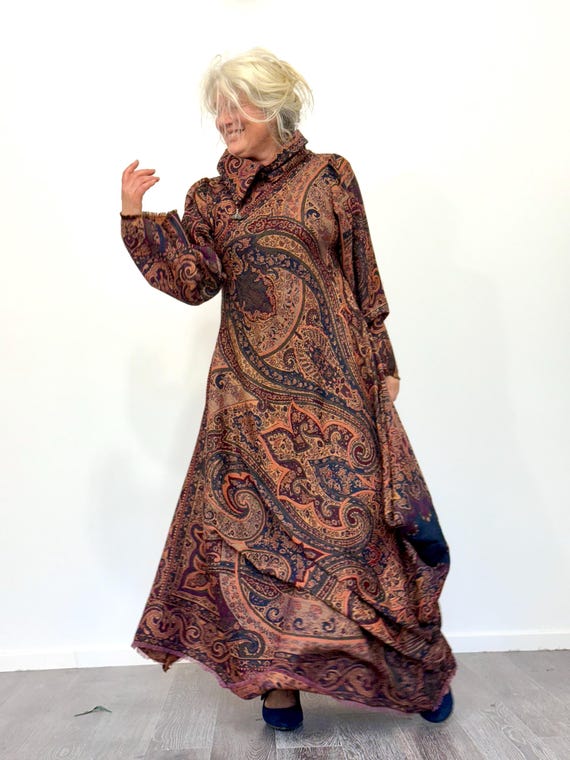 bohemian reversible dress Long Unique Wool by Aiste Anaite Reversible Dress / Women Tunic / Boho Dress  for Women / Oversized / Dress for Autumn Winter Spring