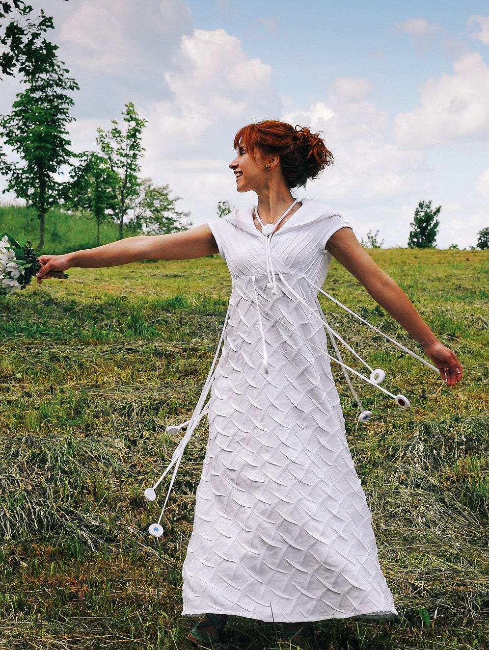 Abito da sposa unico per donne / Abito in lino / Abiti eleganti / Abito da spiaggia / Abbigliamento in lino / Abito personalizzato / Abito Boho / Abit