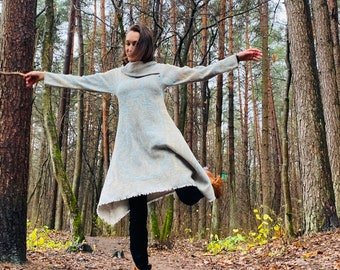 Soft Warm Bellow Knee Long Sleeves Tunic for Special Women by Aiste Anaite ~ Cozy Reversible Tunic ~ Oversized Different Colors Kleid