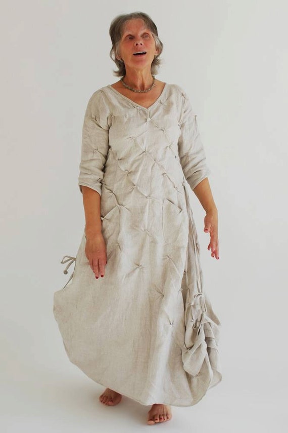 knee length dresses for ladies Azucar Ladies 100% Linen Long Dress w/Adjustable Shoulder Straps in (4) Colors